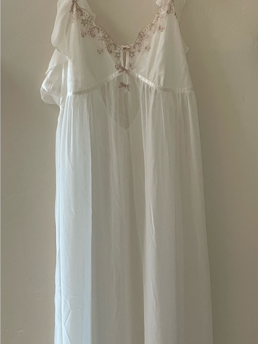 Linea Donatella Sheer Ivory Embroidered Chemise bridal nightgown